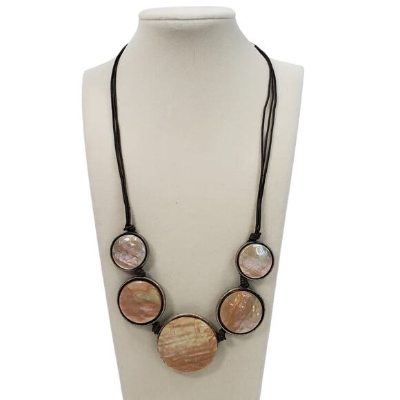 Xc Round Iridescent Necklace Boho 10" Bohemian Signed - Picture 7 of 9